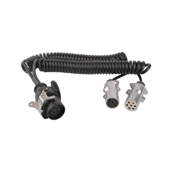 Bobina spirală PU cu 7 poli, una este 1 mufă cu 5 pini, celelalte două sunt mufe metalice 7P, lungimea cablului 1 m, 2 m, 3 m.... JH047-E