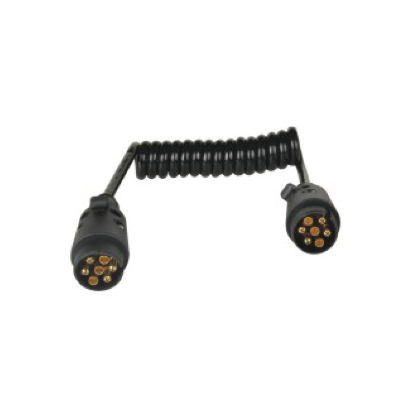 Bobină spirală PU neagră cu 7 poli, 2 mufe JH003, lungime cablu 1m,2m,3m.....JH020-B