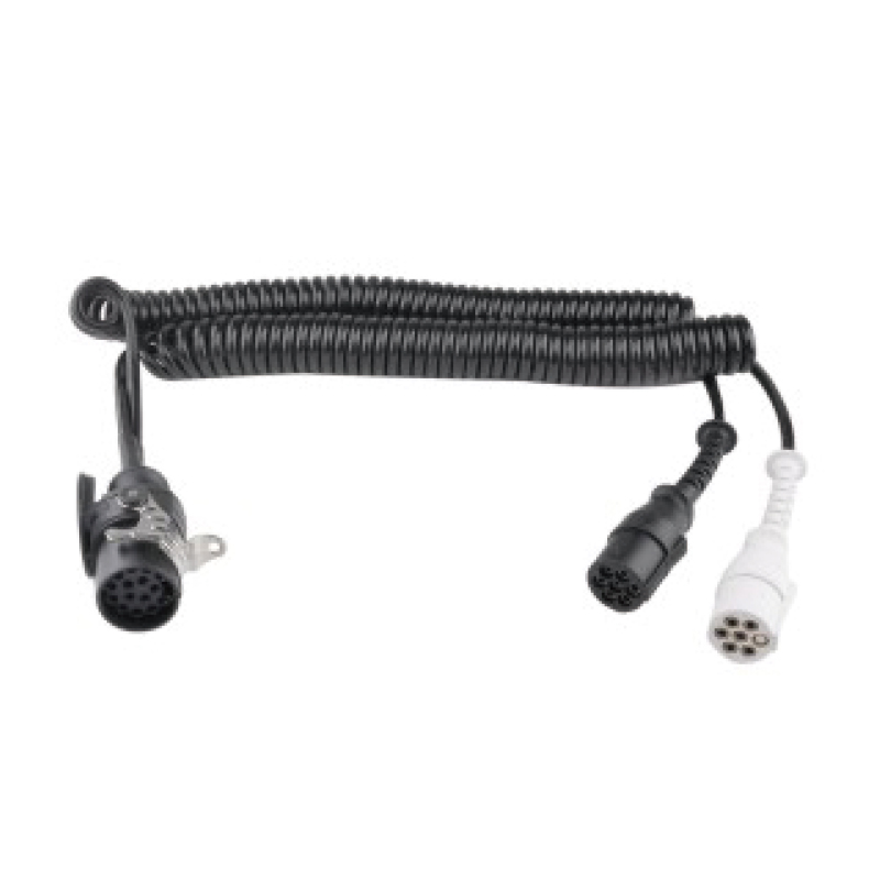 Bobina spirală PU cu 7 poli, una este 1 mufă cu 5 pini, celelalte două sunt mufe de plastic de 24 V, lungime cablu 1 m, 2 m, 3 m... JH047-F