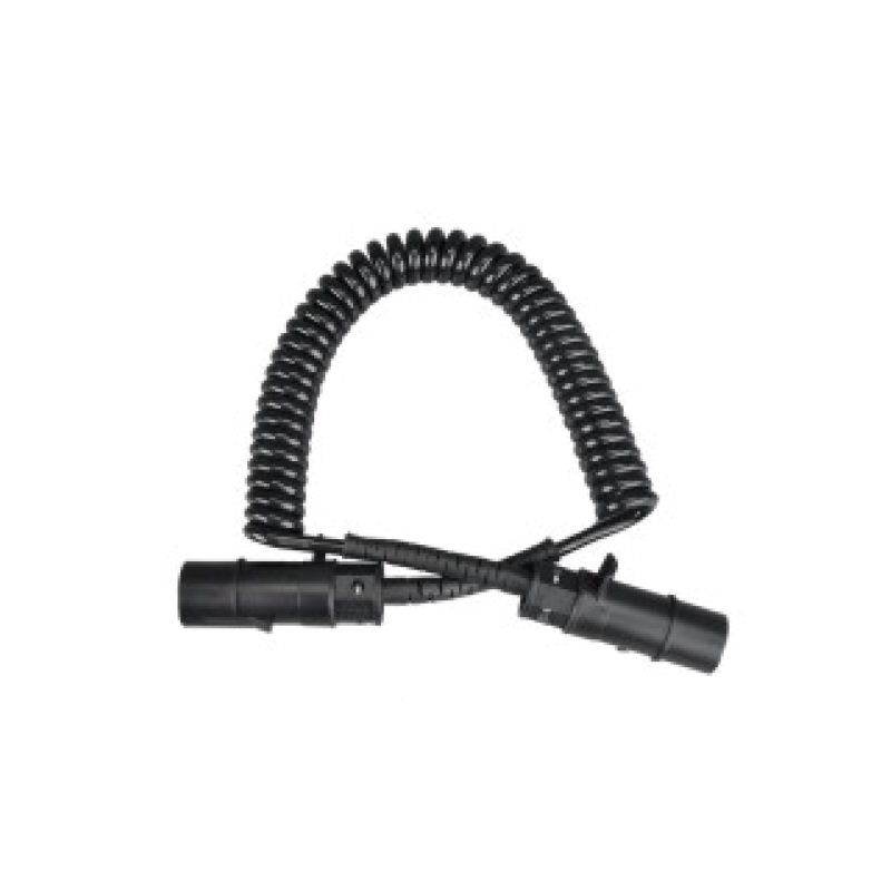 Bobină spirală PU cu 7 poli, 2 mufe din plastic negru 24V; lungime cablu 1m 2m 3m.......JH082-B