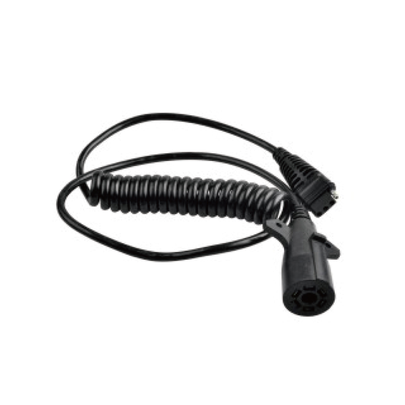 Bobină spirală PU neagră cu 7 poli cu două mufe din plastic, lungime cablu 1 m, 2 m, 3 m..... JH065-A