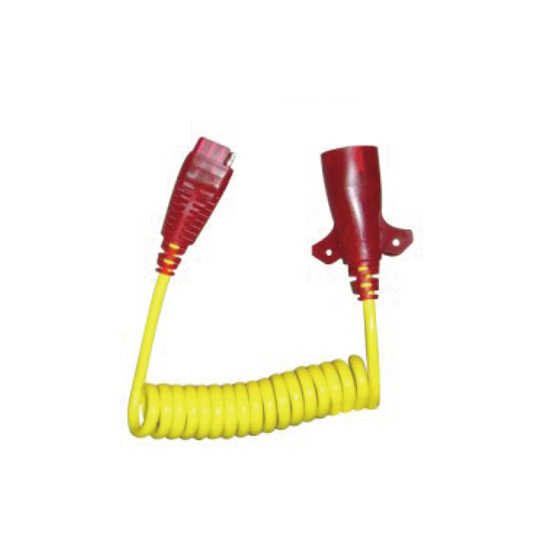Bobină spirală PU galbenă cu 7 poli cu două prize din plastic, lungime cablu 1m, 2m, 3m... JH065-B