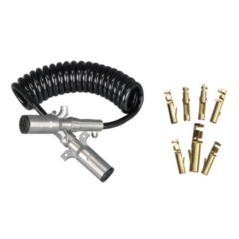 Bobina Spiral Neagra cu doua prize metalice 24V, tip sertizare pin; lungime cablu 1m 2m 3m.......JH091-D