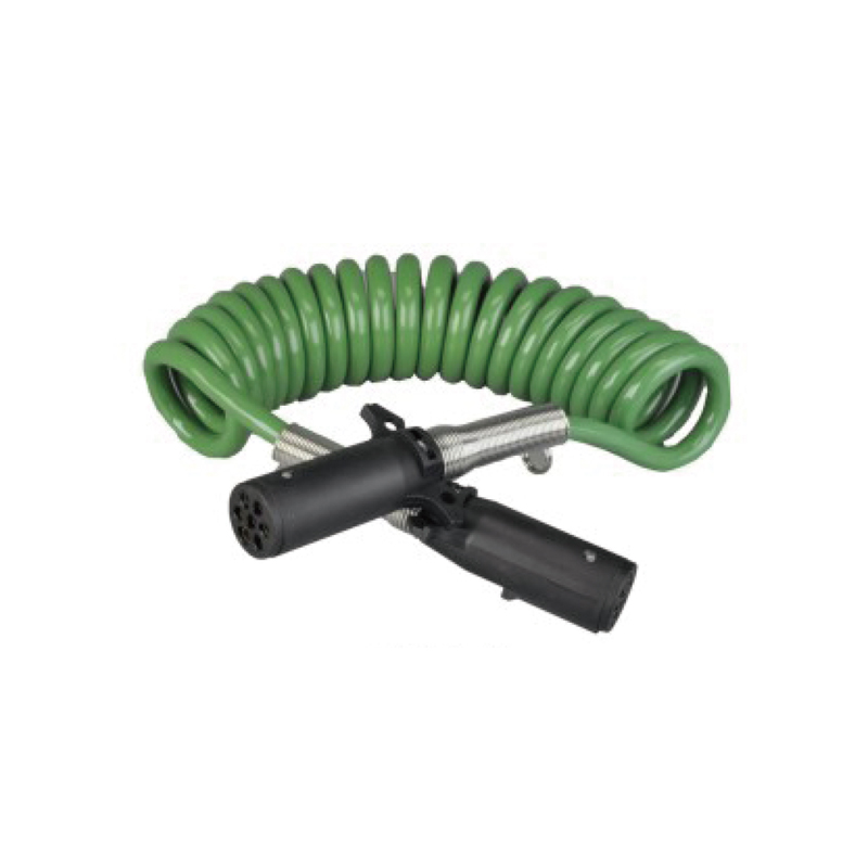 Bobina Spiral Verde cu două prize din plastic 24V, tip șurub; lungime cablu 1m 2m 3m......JH092-A