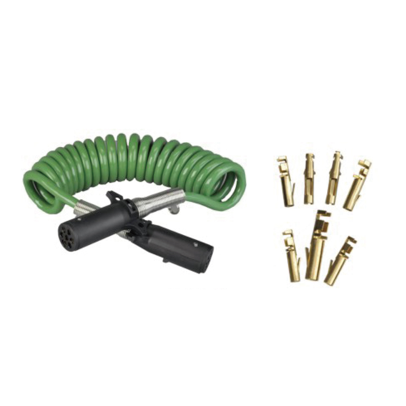 Bobina Spiral Verde cu două prize din plastic 24V, tip sertizare pini; lungime cablu 1m 2m 3m......JH092-B