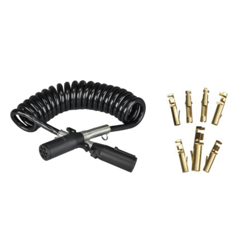 Bobina Spiral Neagra cu doua dopuri din plastic 24V, tip sertizare pini; lungime cablu 1 m 2m 3m.......JH092-D